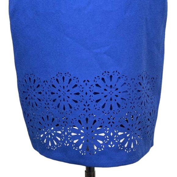 BANANA REPUBLIC Eyelet Detail Sheath Mini Dress Sz 00 Petite Cobalt Blue - Picture 2 of 4